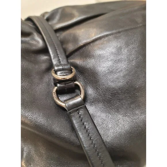 PRADA Milano Italy Black Tessuto-Vitelli Push-lock Easy Shoulder Bag Vintage - Picture 13 of 13